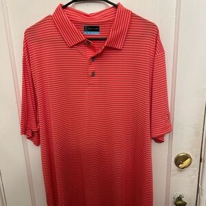 PGA Tour Red and White Striped Polo Shirt